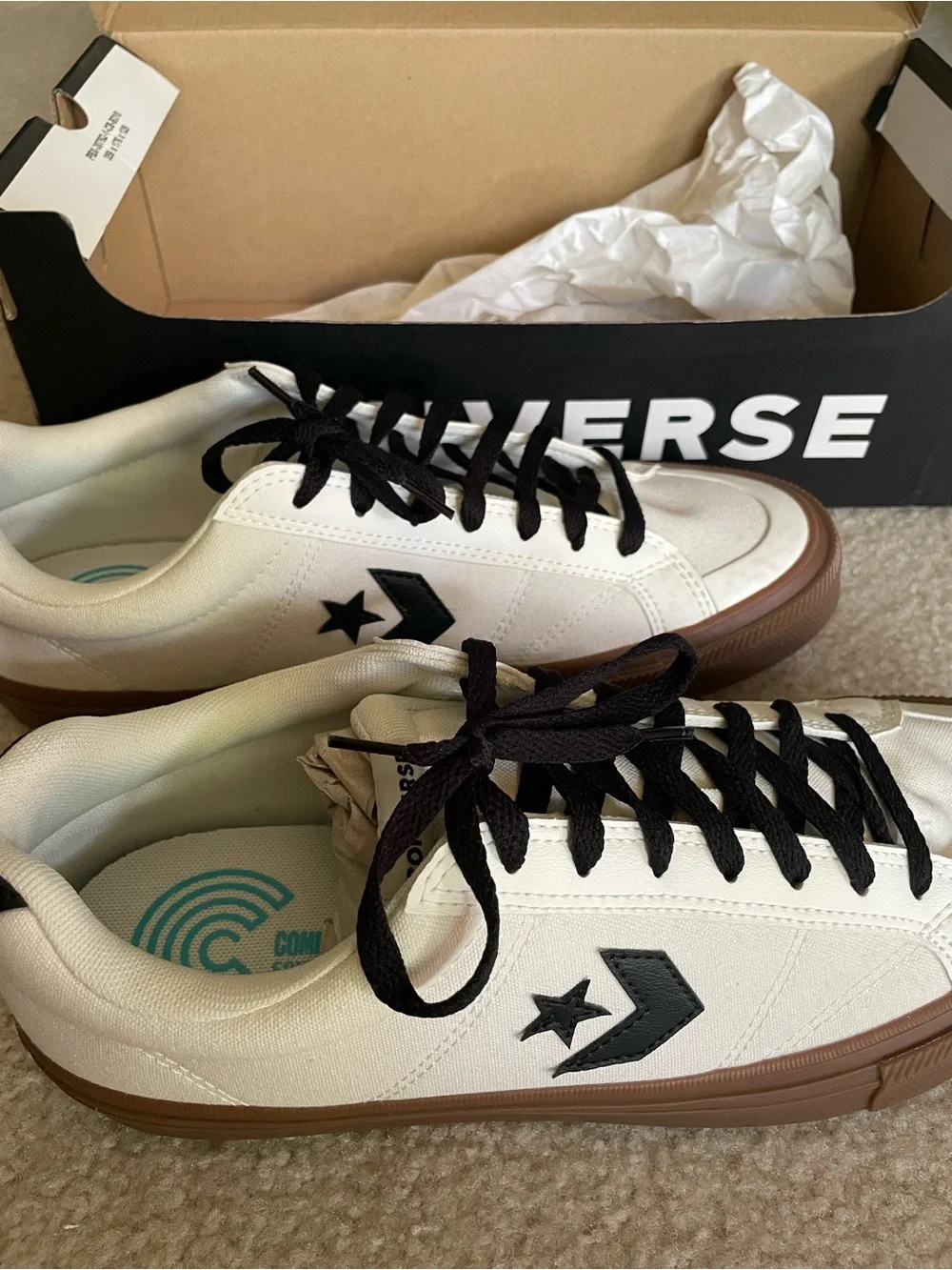Converse Sport Casual Ox Sneakers Vintage White/Black Men’s 10.5 (Wm 12) NWB
